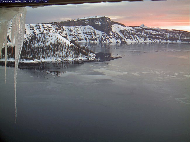 Crater Lake Webcam - Skim Ice on the Lake