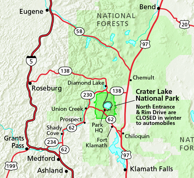 Map of Highways and Cities in the Vicinity of the Park