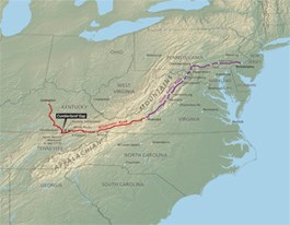 map of the historic wilderness road