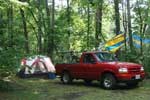 truck and tent at the campground