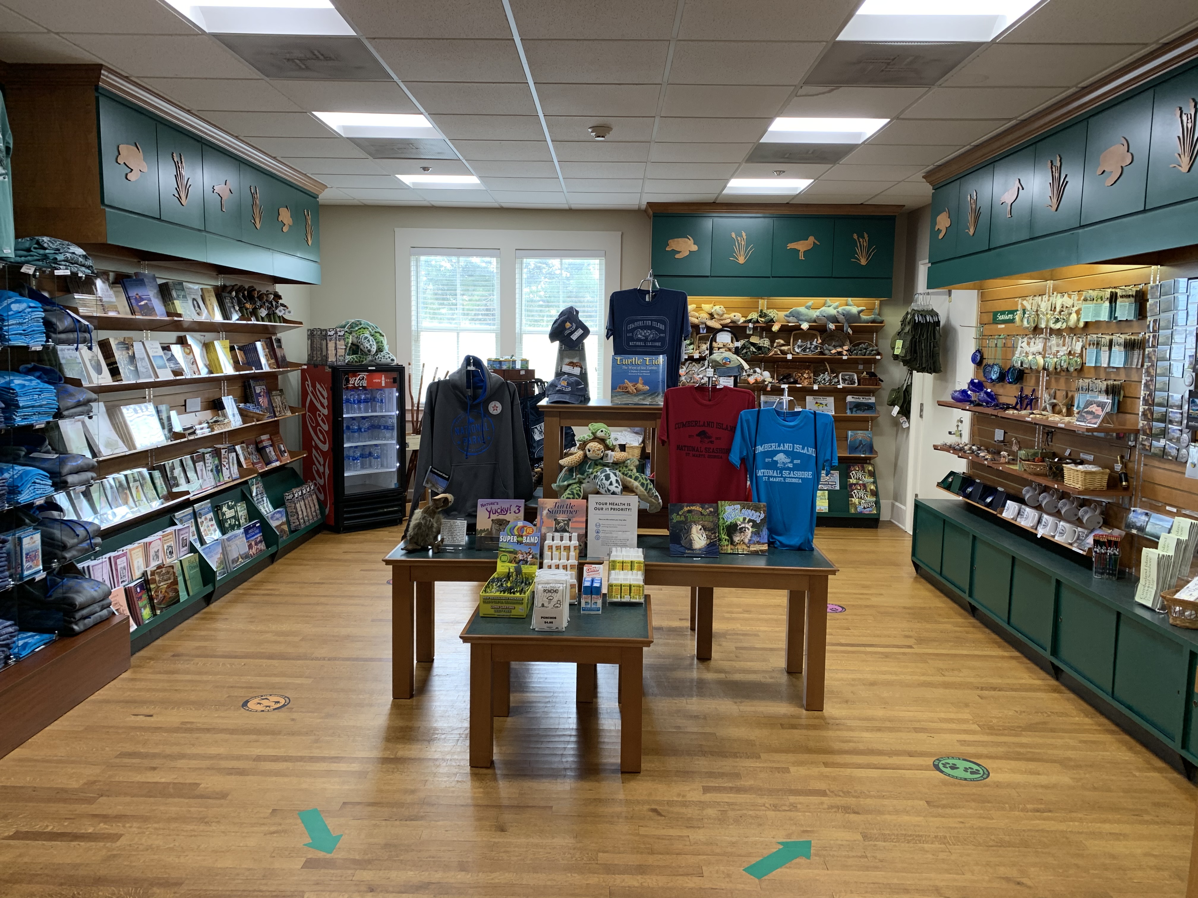 A bookstore with many souvenirs and books for sale