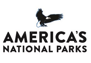 America's National Parks logo, with a bald eagle flying above it