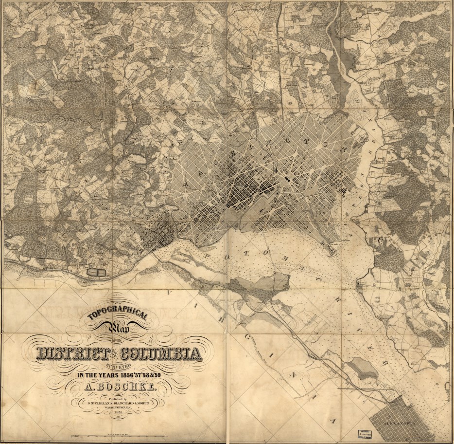 1861 Topographical Map of DC