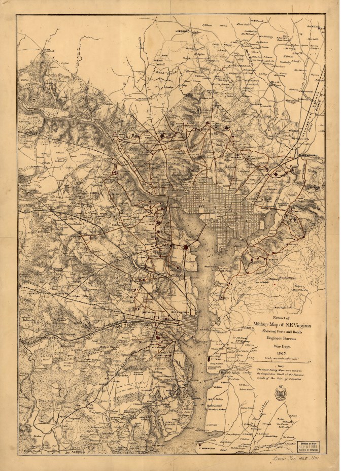 1865 Map Extract from Military Map of NE Virginia