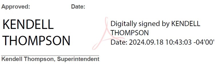 Approved by: Kendell Thompson on September 18,2024