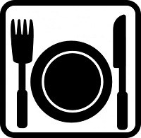 A dinner plate with a fork to the left and a knife to the right.