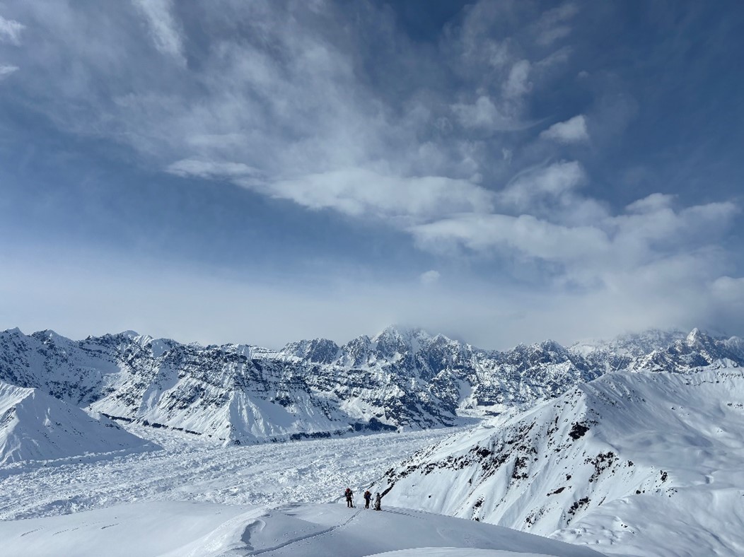 Looking NW, across the Tokositna Glacier valley, as rangers traverse south towards the Takosha Gap. 