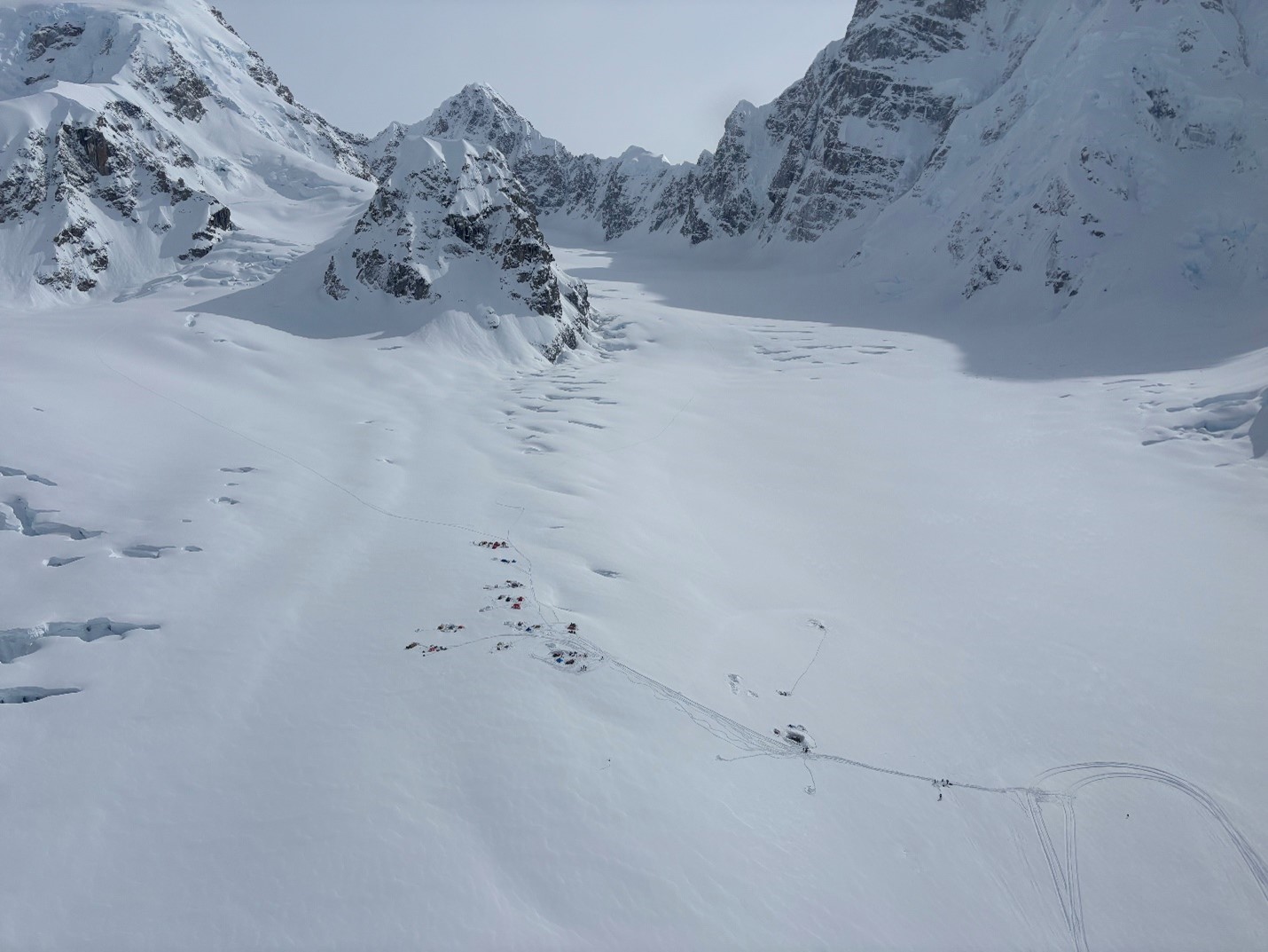 Basecamp on May 6, 2025, from the air. 