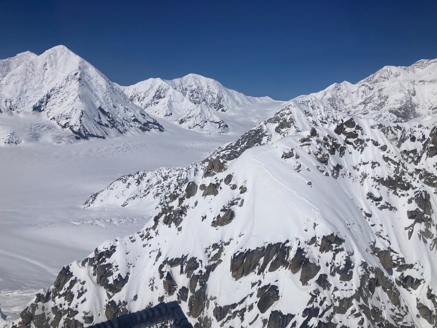 Slab avalanche off of the Kahiltna Glacier