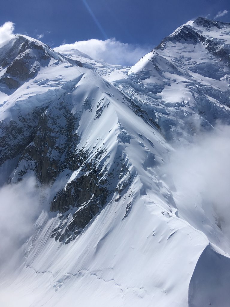 Aerial view of a steep ridge line