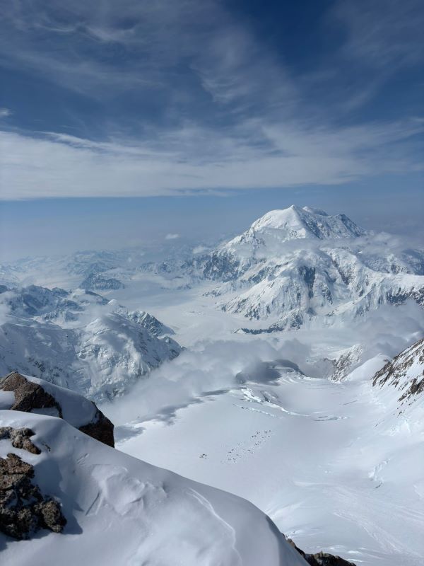 Clouds building above mountain peaks