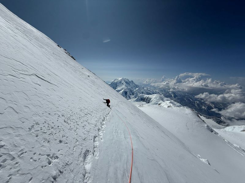 A mountaineering rangers climbs 