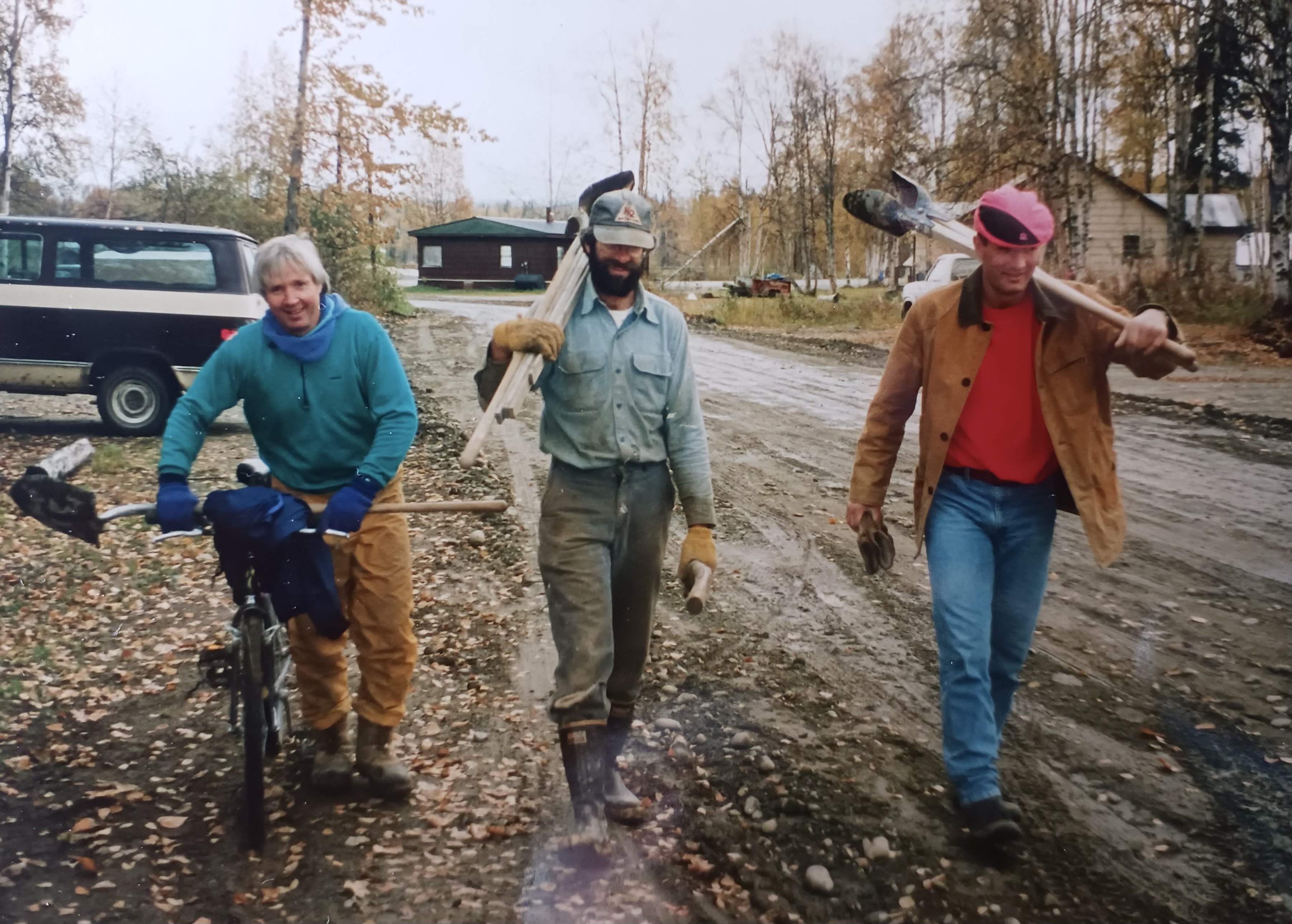 Daryl Miller, Brian Okonek, and Adrian Nature starting work on the memorial in 1993