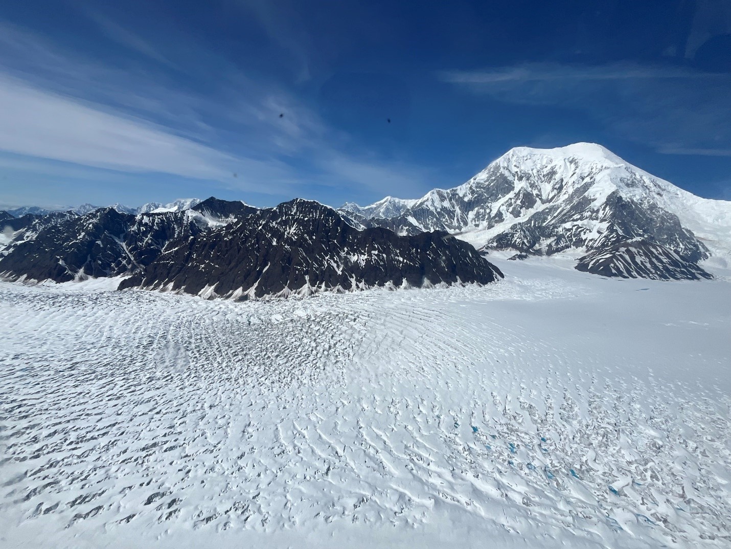 The Kahiltna glacier, with Mt. Foraker in the background