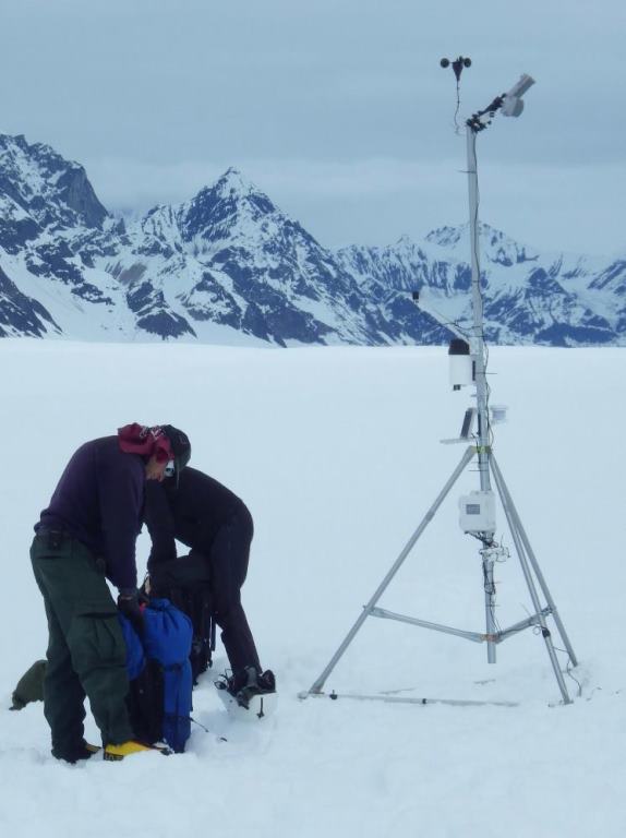 Monitoring equipment on the Kahiltna Glacier