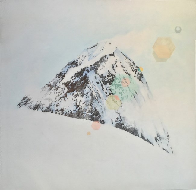 drawing of a snowy mountain top