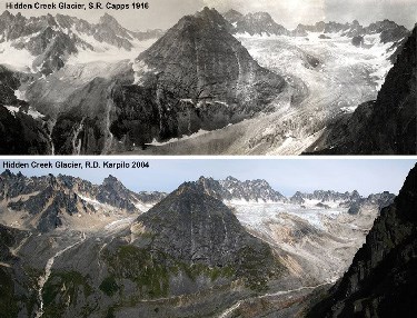 Comparison photos of Hidden Glacier