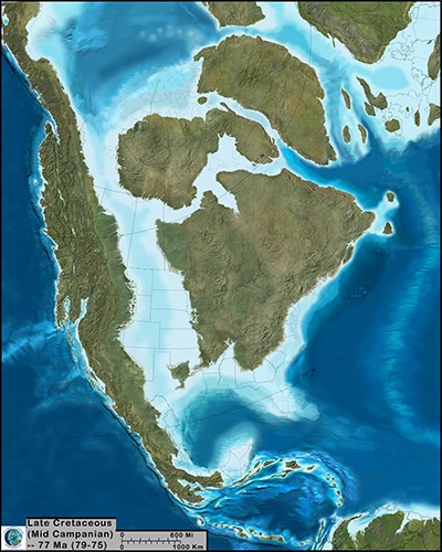 map that shows what the US would have looked like during the late cretaceous period