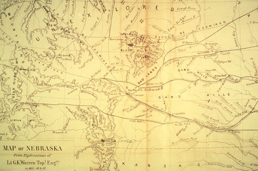 A government survey map from 1857 of the Black Hills region