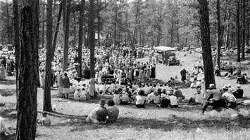 Historic photo of gathering at the park