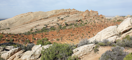 Tilted rock layers along the Sound of Silence Trail.