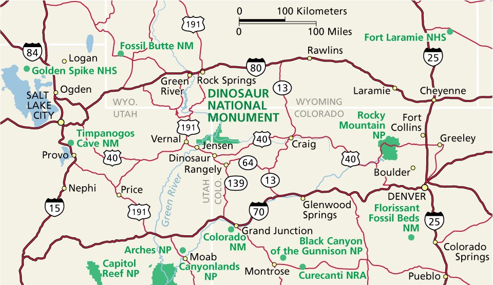 Regional map showing location of Dinosaur National Monument.