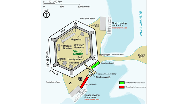 Map of Garden Key showing area closures