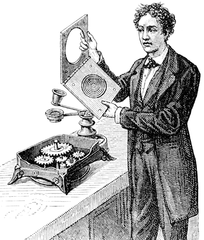 Thomas Edison demonstrates his phonograph in 1878.