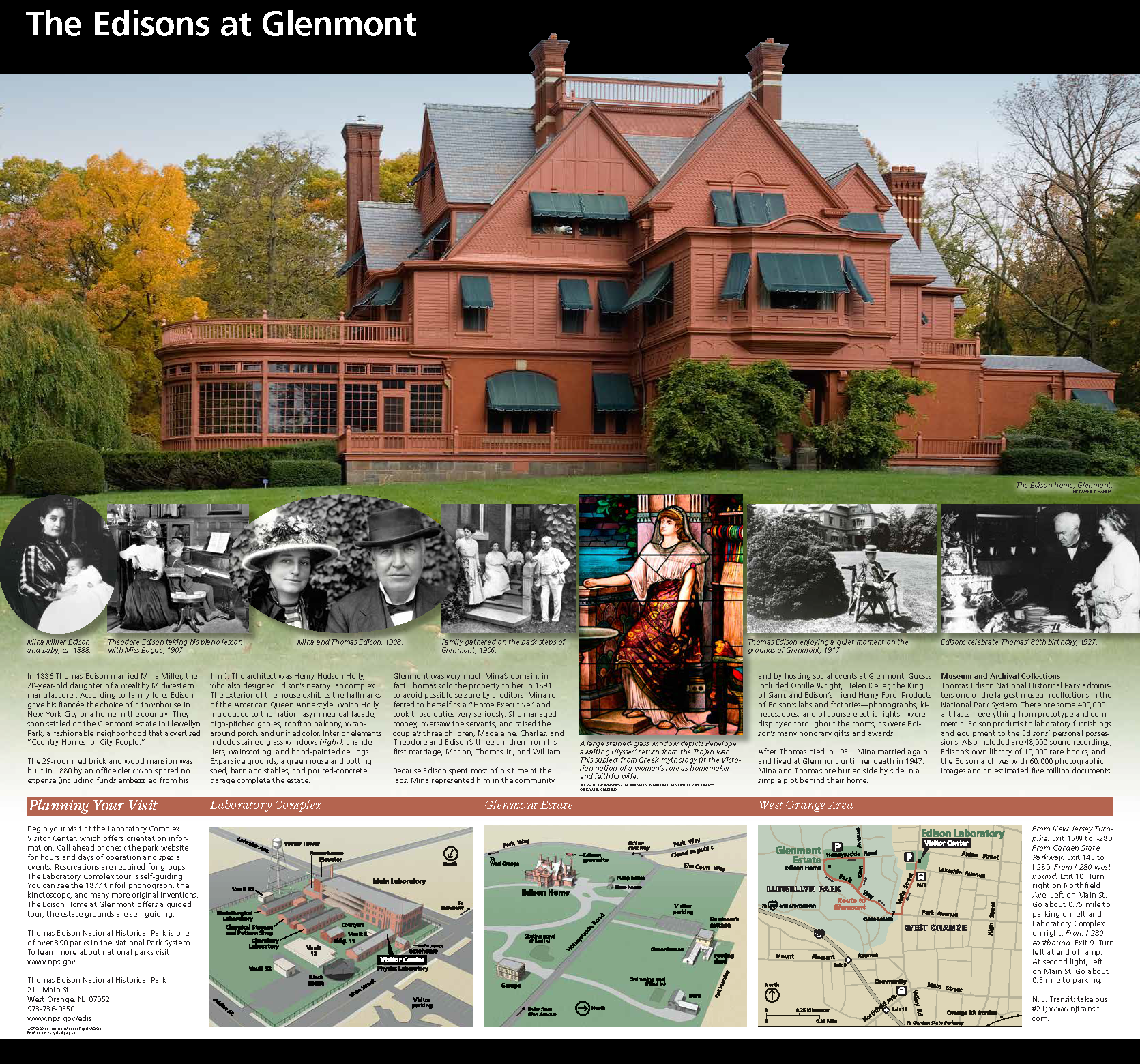 Thomas Edison National Historical Park Brochure- Thomas Edison's Home, Glenmont
(Side 2)