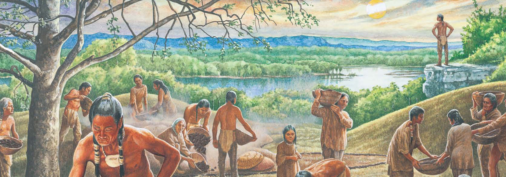 Image from brochure depicting moundbuilding activities.