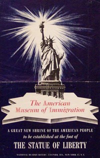 Poster advertising the opening of the American Museum of Immigration c. 1971