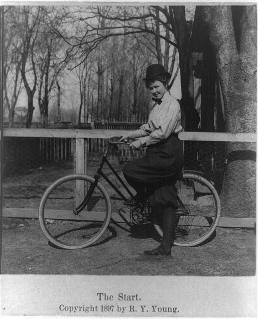 Woman wearing a bicycling costume