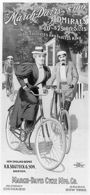 Print of a woman in a long skirt riding a bike