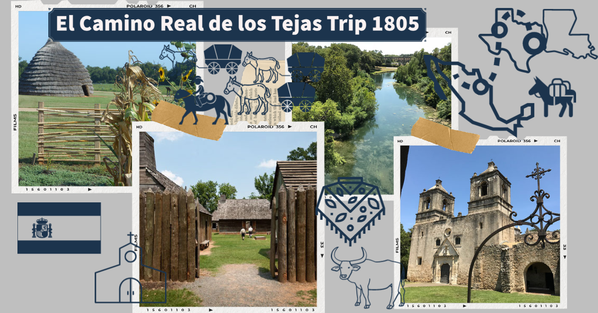 A scrapbook page depicting multiple scenes from the trail, and relevant icon images.