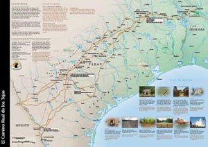 Side 2 of the brochure showing a modern map and small images of sites