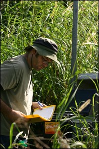 Hydrologist working in the field