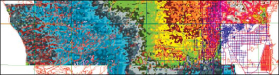 Portion of a hypsographic map detailing the topograpy of the Florida Everglades