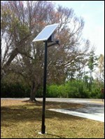 Solar-powered light fixture at Coe Visitor Center