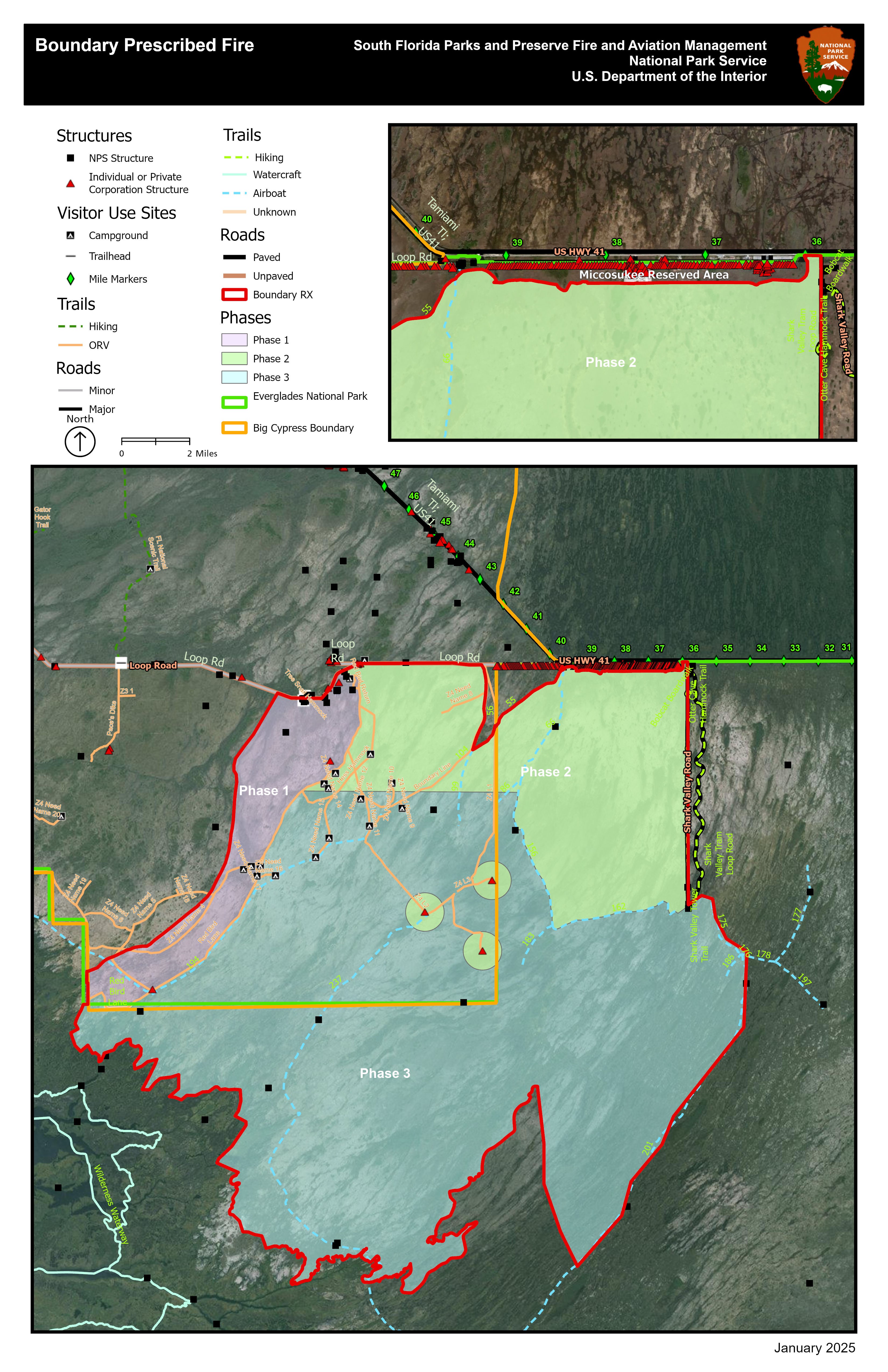 Map showing planned burn operations for the Boundary Prescribed Fire