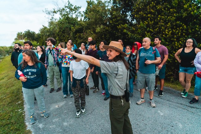 Ranger in SV with crowd.
