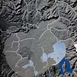shaded relief map with caldera 