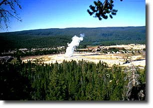 Observation Point gives visitors one of the best views of the Upper Geyser Basin.