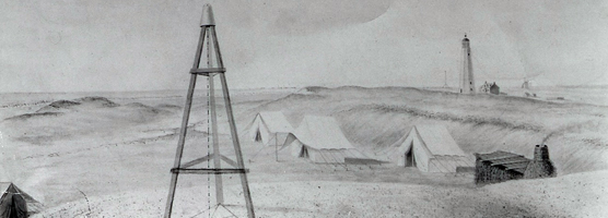 Portion of 1837 sketch by USGS showing first Fire Island Lighthouse.