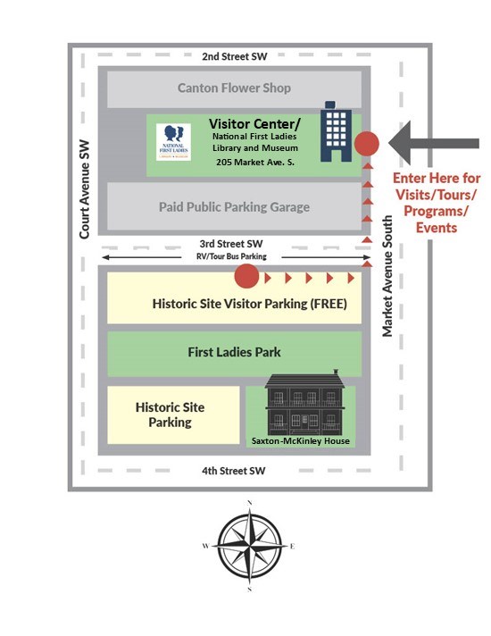 map outlining th two city blox that make up First Ladies National Historic Site