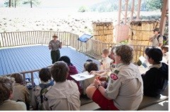 Ranger leading talk in amphitheater