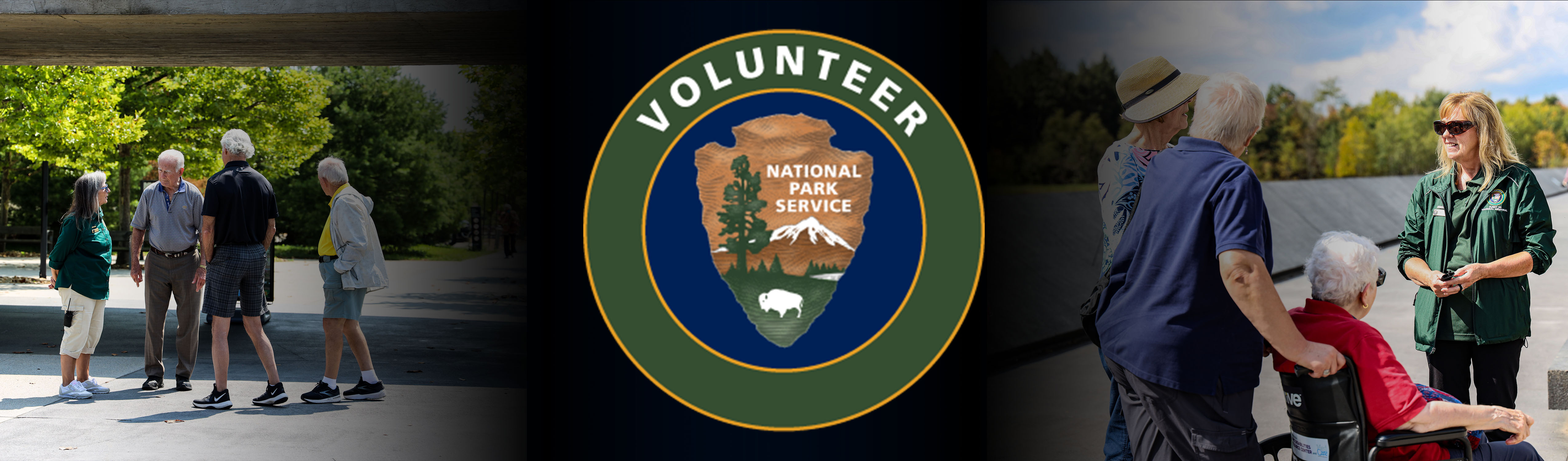 Volunteer ambassadors speaking to visitors