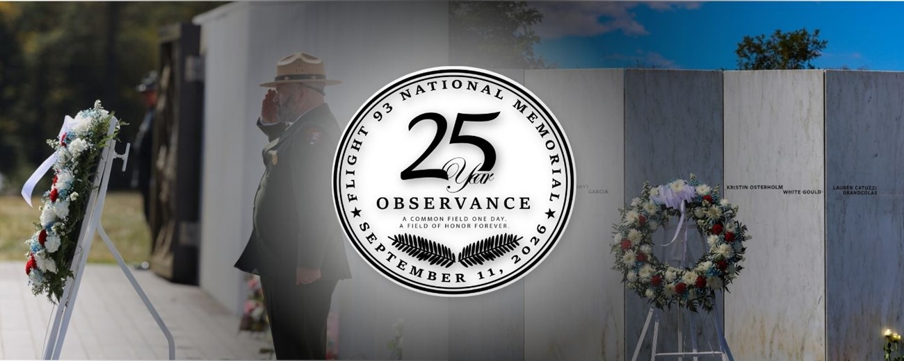 A photo of a ranger placing a wreath. A photo of a wreath in front of a white marble wall.