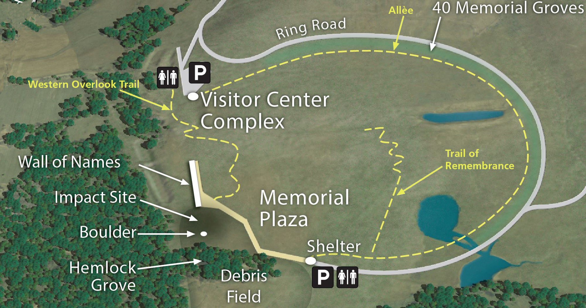 Map of trails at Flight 93 National Memorial.