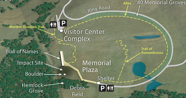 Map of trails at Flight 93 National Memorial.