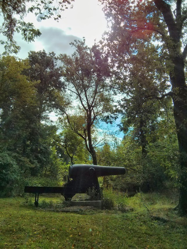 Civil War era Rodman Cannon in the woods of Fort Foote